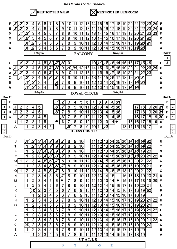 The Harold Pinter Theatre Seating Plan
