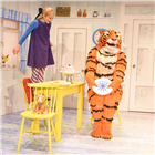 Jocelyn Zackon as Sophie, David Scotland as Tiger in The Tiger Who Came To Tea at the Theatre Royal Haymarket. Photo credit: Robert Day
