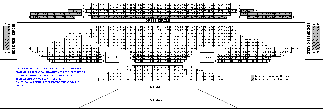Gillian Lynne Theatre (formerly New London Theatre) Seating Plan
