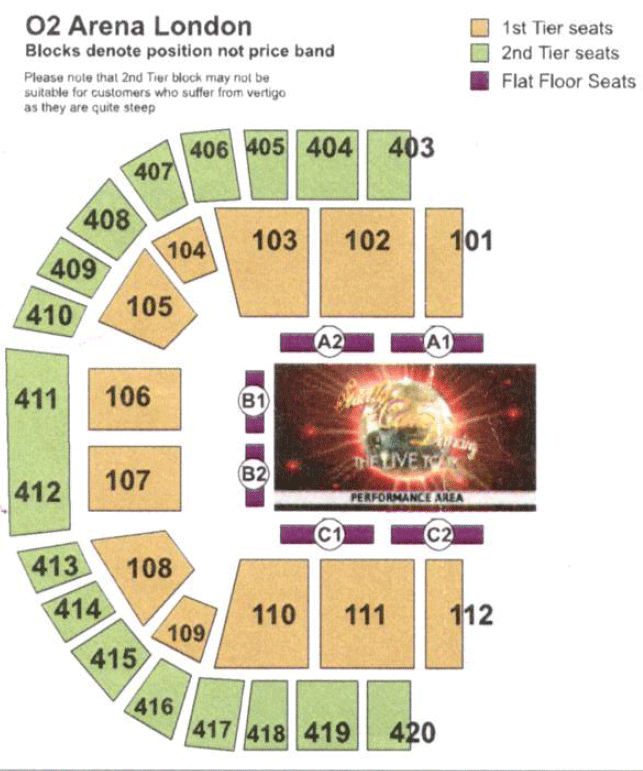 The O2 Arena - London Seating Plan