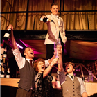 J. Lawrence, C. Burt, M. Krupski and S. Hunt in The Great Gatsby at Gatsby's Drugstore, London.
